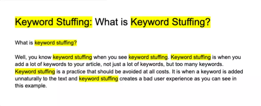 Example of Keyword Stuffing to Avoid Over Optimization